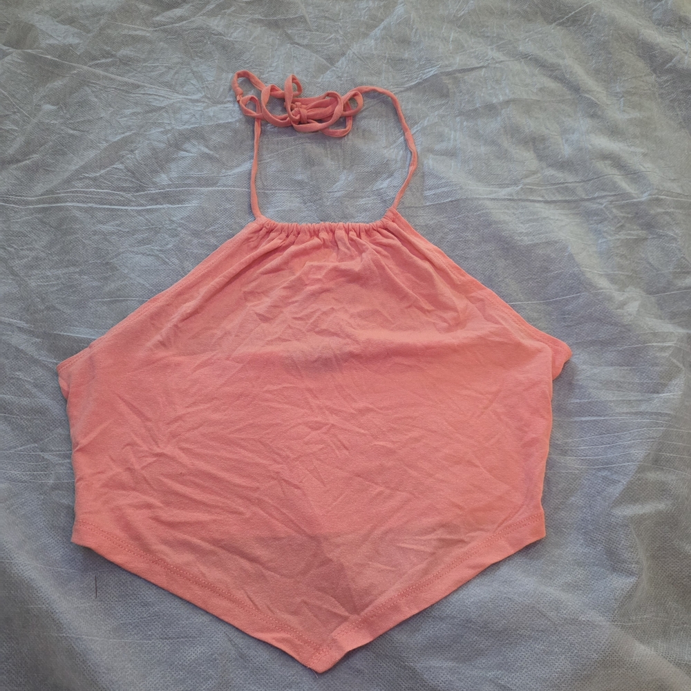 Ambiance Crop Festival y2k Halter Bandeau Coral Top